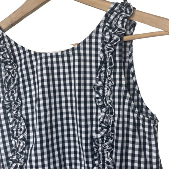 ZARA TRAFALUC | Black and White Checkered Peplum Tank with Button Back | Size XS - Picture 2 of 10